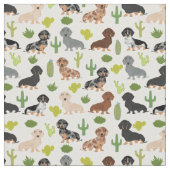 Doxie Cactus Fabric - cadeau voor schattige dachsh Stof (Close Up)