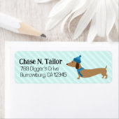 Doxie Christmas Blue Adresetiketten Etiket (Insitu)