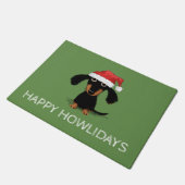 Doxie Clause | Cute Dachshund met Santa Hat Deurmat (Schuin)