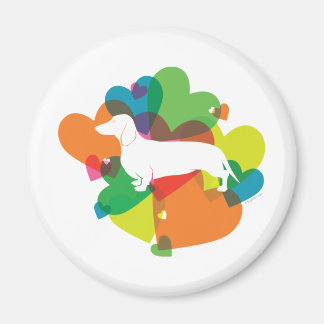 Doxie Colorful Heart Design Magneet