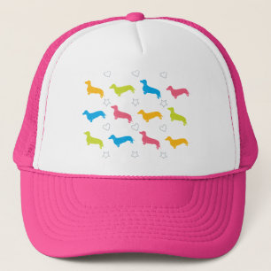 Doxie Colorful Hearts and Stars Trucker Pet