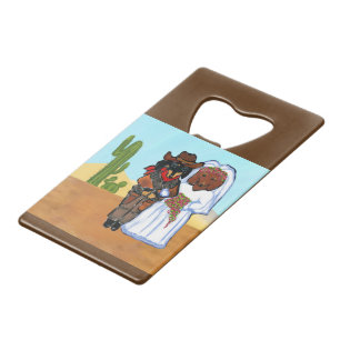 Doxie Cowboy Bruiloft Creditkaart Flessenopener