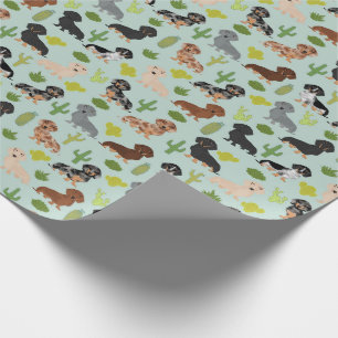 Doxie Dachshund Cactus Wrapping Paper Cadeaupapier