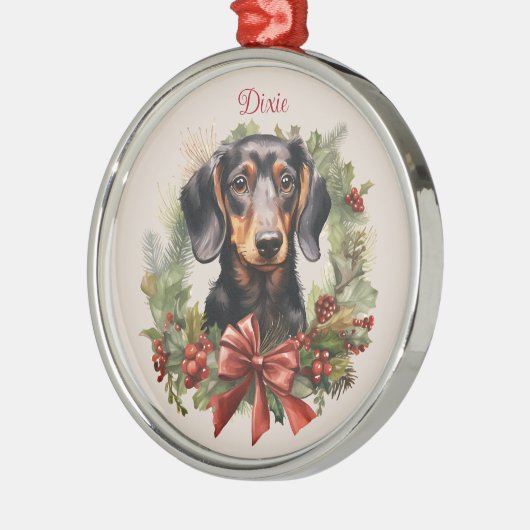 Doxie Dachshund Christmas Pet Memorial Hondenras Metalen Ornament (Links)