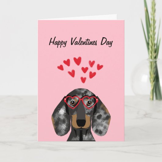 Doxie Dachshund Valentijnse  - Dubbele dappel Feestdagen Kaart (Voorkant)