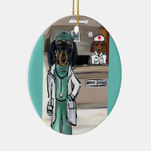 Doxie Doctor Keramisch Ornament (Rechts)