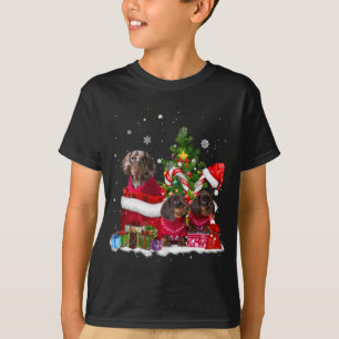 Doxie Dog Kerstboom Lichten Pyjama Xmas Match T-shirt