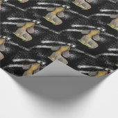 Doxie dog Mustache dachshund black gift onmiddelli Cadeaupapier (Hoek)