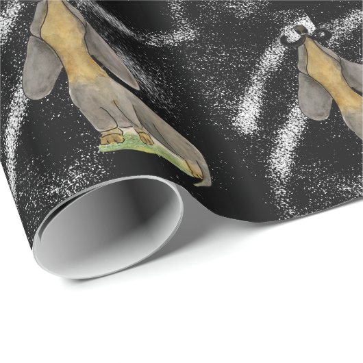 Doxie dog Mustache dachshund black gift onmiddelli Cadeaupapier (Rol Hoek)