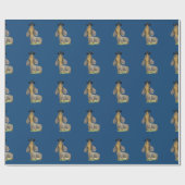 Doxie dog Mustache dachshund blue Paper Gift Wrap Cadeaupapier (Vlak)