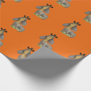 Doxie dog Mustache dachshund oranje GiftWrap Paper Cadeaupapier