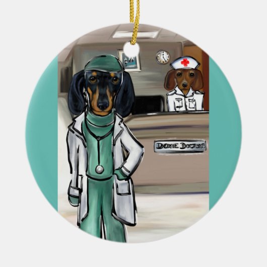 Doxie Dokter Keramisch Ornament (Voorkant)