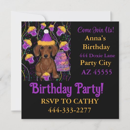 Doxie Feestje  Kaart (Voorkant)