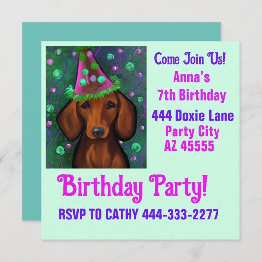 Doxie Feestje  Kaart (Voorkant / Achterkant)