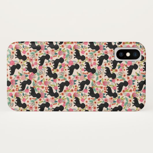 Doxie Floral phone case - black doxie - crème (Achterkant (horizontaal))