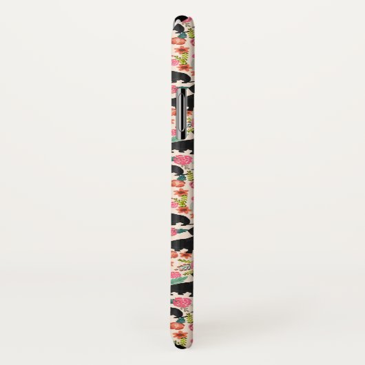 Doxie Floral phone case - black doxie - crème (Achterkant / rechts)