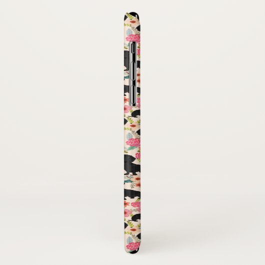 Doxie Floral phone case - black doxie - crème (Achterkant/links)