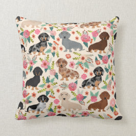 Doxie Florals kussen - schattige hond gooit kussen