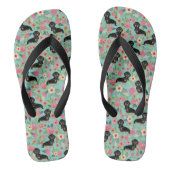 Doxie Florals Teenslippers - zwart en geelbruin do (Voetbed)