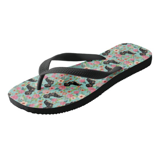 Doxie Florals Teenslippers - zwart en geelbruin do (Schuin)