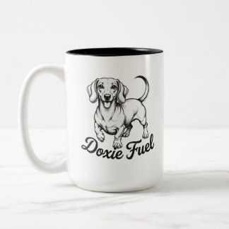 Doxie Fuel | Gelukkige Dachshund Koffiemok Tweekleurige Koffiemok