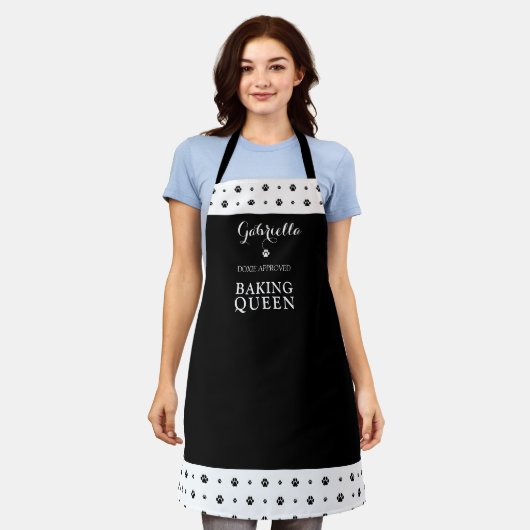 Doxie Goedgekeurd Baking Queen Zwart Wit Custom Schort (Gedragen)