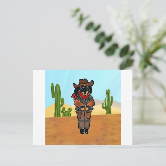 Doxie Gunslinger Briefkaart (Staand voorkant)