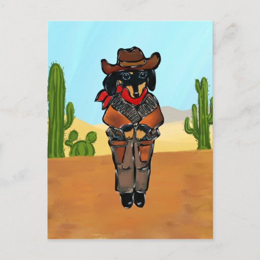 Doxie Gunslinger Briefkaart (Voorkant)