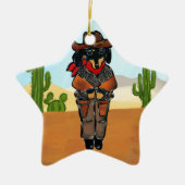 Doxie Gunslinger Keramisch Ornament (Voorkant)