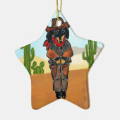 Doxie Gunslinger Keramisch Ornament (Links)