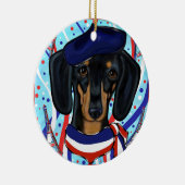 Doxie in Parijs Keramisch Ornament (Rechts)