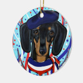 Doxie in Parijs Keramisch Ornament (Links)