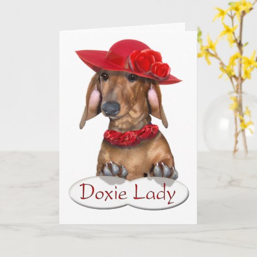 Doxie Lady Card Kaart (Gele Bloem)