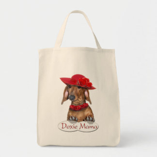 Doxie Lady in Red Shopping Bag Tote Bag