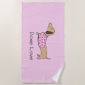 Doxie Love Roze Polka Dot Poolside Gift Strandlaken (Voorkant)