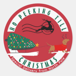 Doxie Merry & Bright Teckel Kerstmis Ronde Sticker