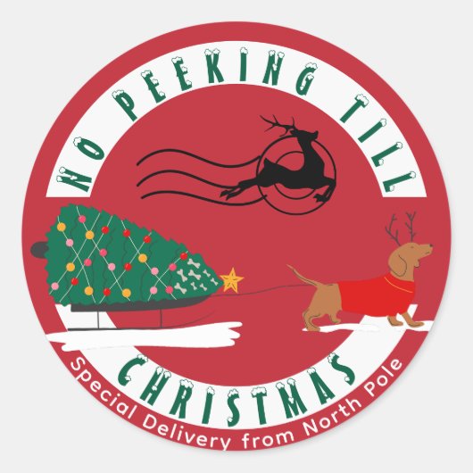 Doxie Merry & Bright Teckel Kerstmis Ronde Sticker (Voorkant)