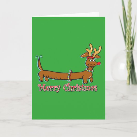 Doxie-Merry-Kerstmis Feestdagen Kaart (Voorkant)