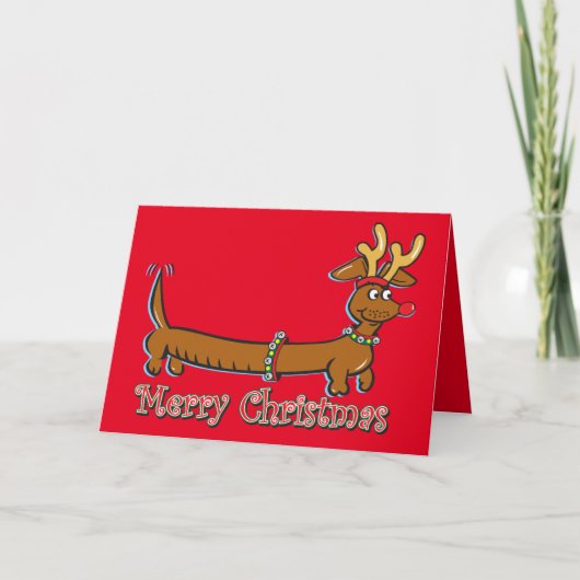 Doxie-Merry-Kerstmis Feestdagen Kaart (Voorkant)