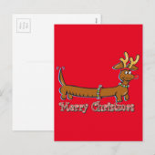 Doxie-Merry-Kerstmis Feestdagenkaart (Voorkant / Achterkant)