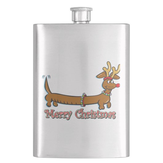 Doxie-Merry-Kerstmis Heupfles (Voorkant)