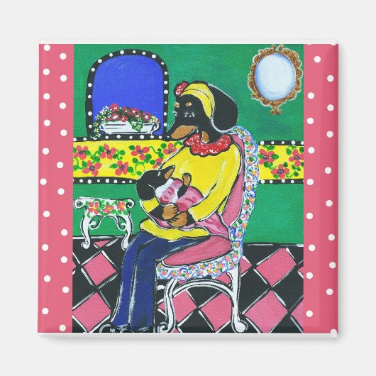 Doxie Moeder & Baby Magneet (Voorkant)