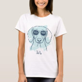 Doxie Moeder Ice Blue T-Shirt met Aangepaste Naam (Voorkant)