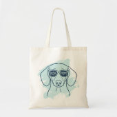 Doxie Moeder Tote Tas Aangepaste Naam Ijsblauw Da (Voorkant)