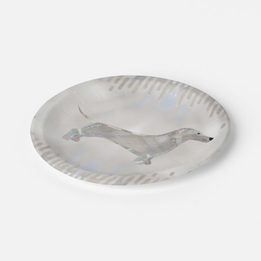 Doxie parelsilhouette papieren bordje (Gekanteld)