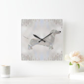 Doxie parelsilhouette vierkante klok (Huis)