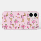 Doxie + Peonies Floral Dachshund Mobile Phone Case (Achterkant (horizontaal))