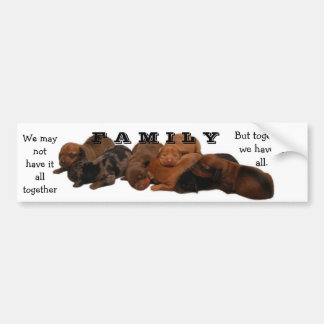 Doxie pups, F A M I L Y, we hebben misschien niet  Bumpersticker