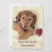 Doxie Red Rose Glam Glitter Valentine Feestdagenkaart (Voorkant)