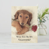 Doxie Red Rose Glam Glitter Valentine Feestdagenkaart (Staand voorkant)